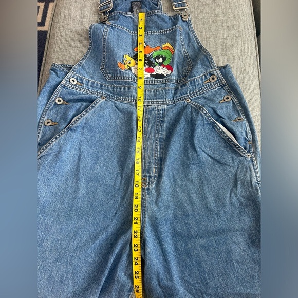 Vintage Warner Bros 1997 Looney Tunes Embroidered Blue Denim Overalls - Picture 12 of 16